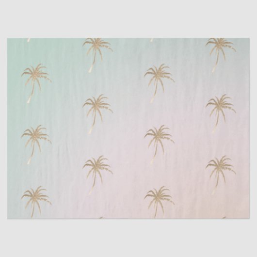 Mint Cream Ombre Tropical Gold Palm Trees Tissuepapier (Voorkant)