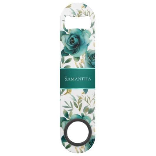 Mint Cream Roos Floral Wedding Speed Flessenopener (Voorkant)