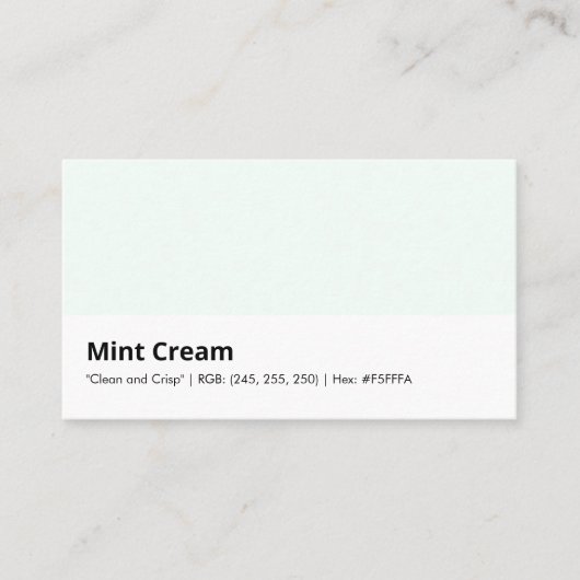 Mint Cream | "Schoon en Fris" Visitekaartje (Voorkant)