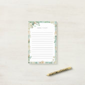 Mint & Cream  Waterverf Floral Name Post-it® Notes (Op bureau)
