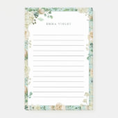 Mint & Cream  Waterverf Floral Name Post-it® Notes (Voorkant)