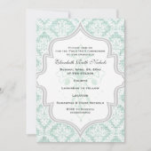 Mint Cross witte damast burlap Eerste Communie Kaart (Voorkant)