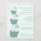 Mint Cupcake 60th Birthday Party Invitation Kaart (Voorkant)