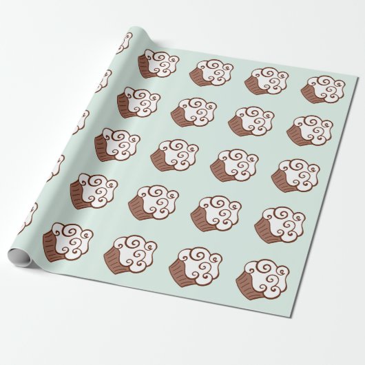 Mint Cupcake inpakpapier (Uitgerold)