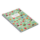 Mint Cute Bugs Pattern Notebook Notitieboek (Rechterzijde)