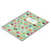 Mint Cute Bugs Pattern Notebook Notitieboek (Linkerzijde)