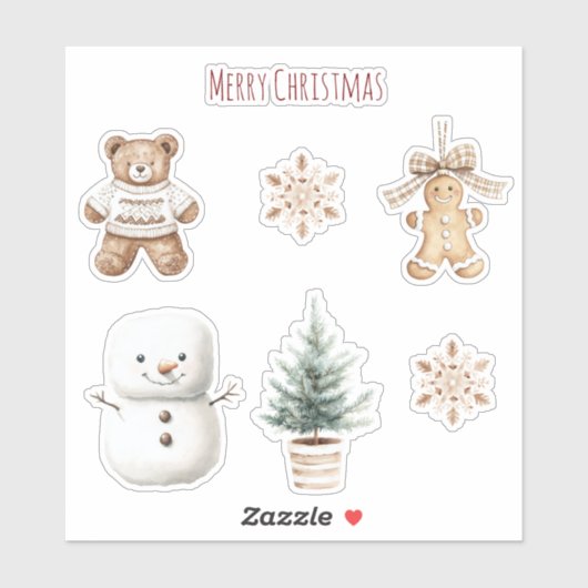Mint Cute Christmas Snowman Sticker (Vel)