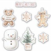 Mint Cute Christmas Snowman Sticker (Voorkant)