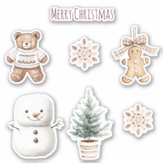 Mint Cute Christmas Snowman Sticker (Voorkant)