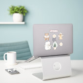 Mint Cute Christmas Snowman Sticker (Laptop op bureau)