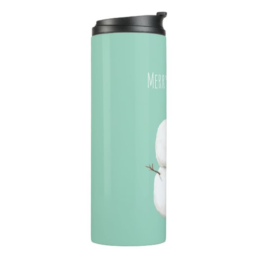 Mint Cute Christmas Snowman Thermosbeker (Gedraaid links)