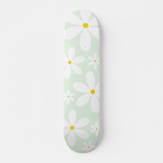 Mint Daisy Pattern Skateboard (Voorkant)