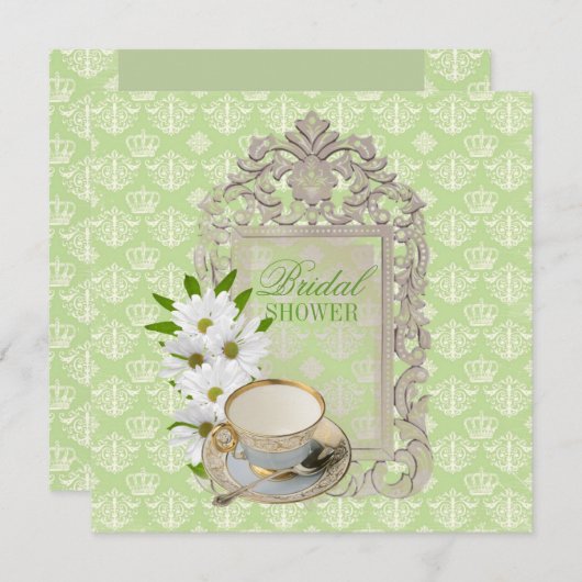 Mint Daisy Vrijgezellenfeest Tea Party Uitnodiging (Voorkant / Achterkant)