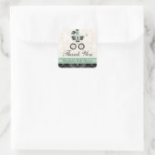 MINT DAMASK BABY CARRIAGE DANK U VIERKANTE STICKER (Tas)