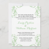 Mint Damask bruiloft uitnodiging (Voorkant)
