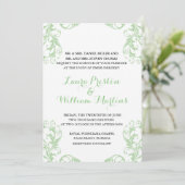 Mint Damask bruiloft uitnodiging (Staand voorkant)
