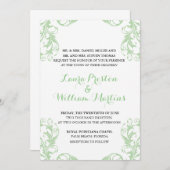 Mint Damask bruiloft uitnodiging (Voorkant / Achterkant)