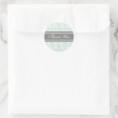 Mint Damask Dank u bruiloft envelop afdichtingen Ronde Sticker (Tas)