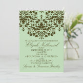 Mint Damask Formele Inleiding Geboorteaankondiging Aankondiging (Staand voorkant)