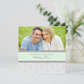 Mint Damask Foto Wedding Vow Renewal Uitnodigingen (Staand voorkant)