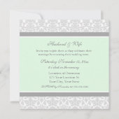 Mint Damask Foto Wedding Vow Renewal Uitnodigingen (Achterkant)