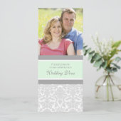 Mint Damask Foto Wedding Vow Renewal Uitnodigingen (Staand voorkant)