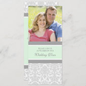 Mint Damask Foto Wedding Vow Renewal Uitnodigingen (Voorkant / Achterkant)