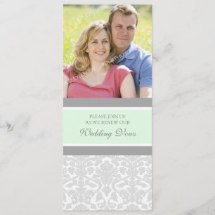 Mint Damask Foto Wedding Vow Renewal Uitnodigingen