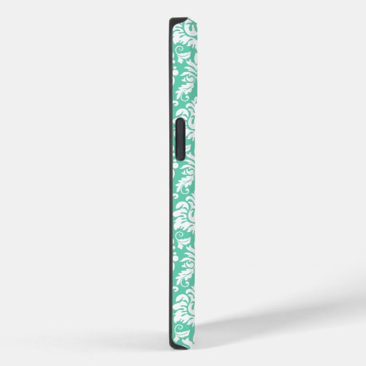 Mint Damask Gray Monogram Naam Case-Mate iPhone Case (Achterkant / Rechts)