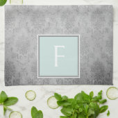 Mint  Damask Monogram Handdoek (Gevouwen)