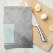 Mint  Damask Monogram Handdoek (Quarter Fold)