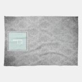Mint  Damask Monogram Handdoek (Horizontaal)