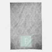Mint  Damask Monogram Handdoek (Verticaal)