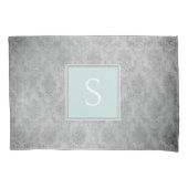 Mint Damask Monogram Kussensloop (Voorkant)