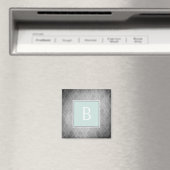 Mint  Damask Monogram Magnet (Insitu (Vaatwasser))