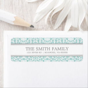 Mint Damask Pattern Etiket