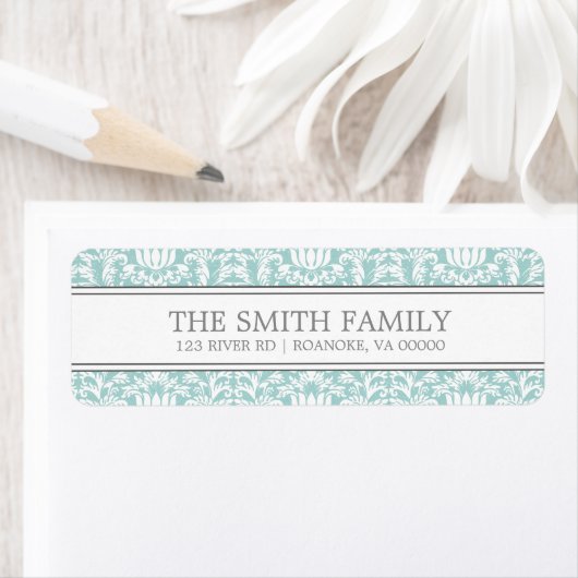 Mint Damask Pattern Etiket (Insitu)