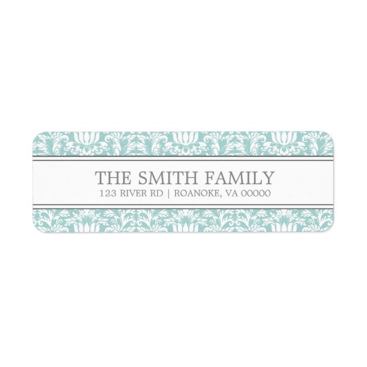 Mint Damask Pattern Etiket (Voorkant)