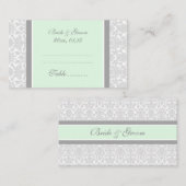 Mint Damask Trouwtafel Plaats Instelling Kaarten Plaatskaartje (Voorkant / Achterkant)
