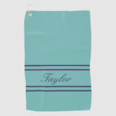 Mint Dark Blue Stripe Script Name Golfhanddoek (Voorkant)