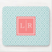 Mint Diamonds Patroon en Monogram Muismat (Voorkant)