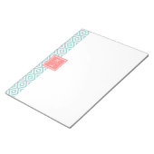 Mint Diamonds Patroon en Monogram Notitieblok (Schuin)