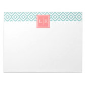 Mint Diamonds Patroon en Monogram Notitieblok (Voorkant)