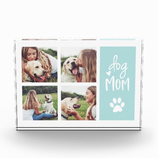 Mint | Dog Mom Pawprint Collage Photo Block Fotoblokken (Voorkant)