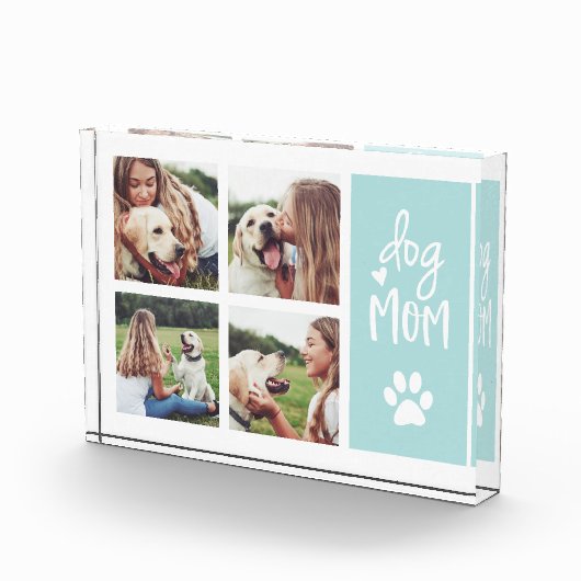 Mint | Dog Mom Pawprint Collage Photo Block Fotoblokken (Rechts)