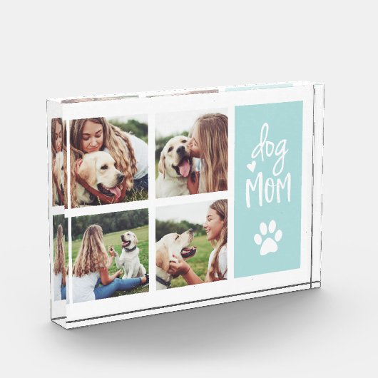 Mint | Dog Mom Pawprint Collage Photo Block Fotoblokken (Links)