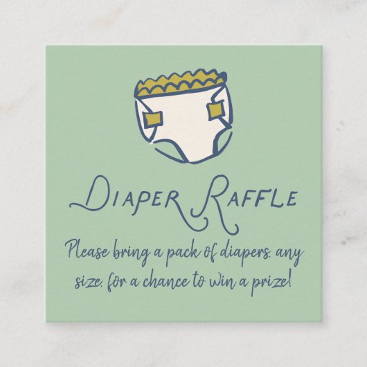 Mint Doodle Baby Shower Diaper Diaper Raffle Informatiekaartje (Voorkant)