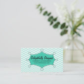 Mint Doodle Lijst Chevron Zigzag Pattern Visitekaartje (Staand voorkant)