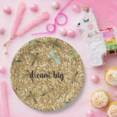 Mint Dragonflies Gold Glam Glitter Dream Papieren Bordje (Feest)