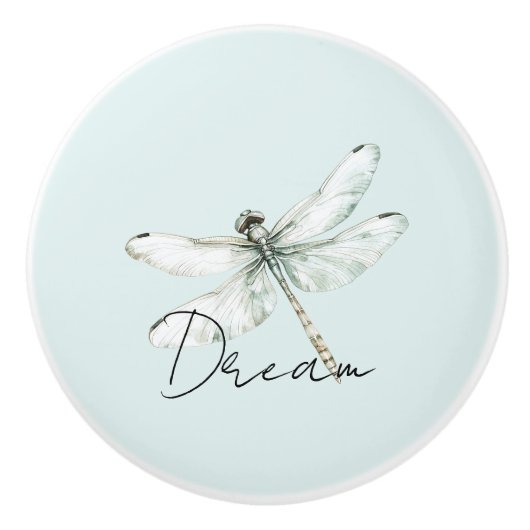 Mint Dragonfly Dream Keramische Knop (Voorkant)